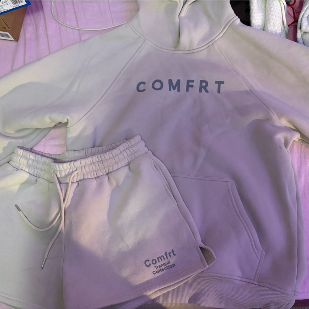 Comfrt Women's Cement Hoodie and Shorts Set
